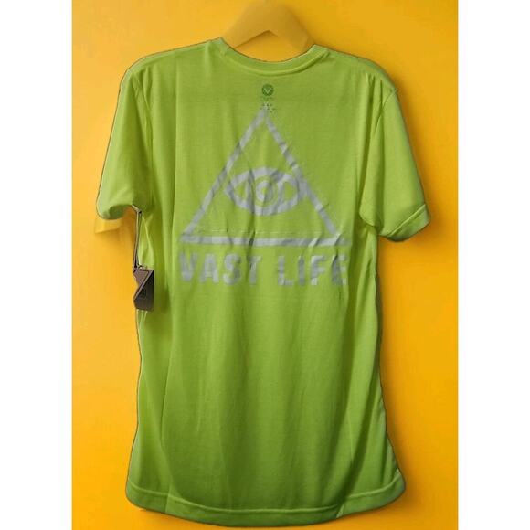 Vast Life Graphic T-Shirt Small Neon Yellow New Where Surfing Lives A129 Beach - Picture 1 of 7